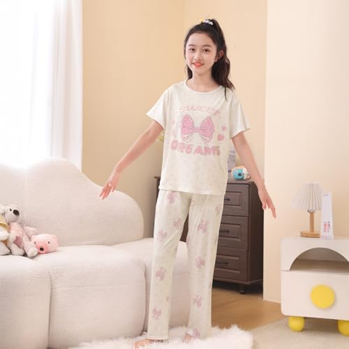 Image of FIOBEE Girls Pajamas Sets 2PCS Summer Pajama Sleepwear Kids Pjs Clothes Short Sleeve for Teen Girl Size 3-14