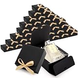 ZENFUN 36 Pack Small Black Gift Boxes with Lids, 4.5' x4.5'x2' Square Cardboard Gift Boxes with Champagne Wrap Ribbons, Proposal Box Gift Wrap Boxes for Presents Birthday Wedding Party Chocolate Candy