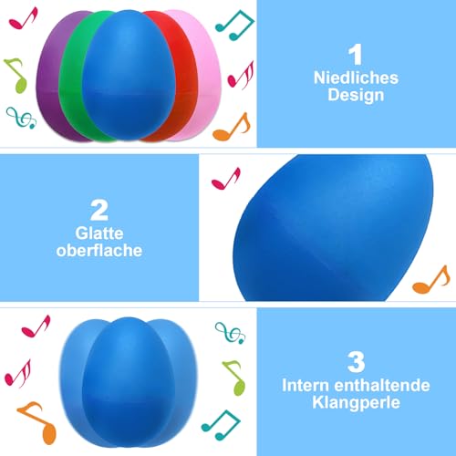 24 Stück Eier Maracas Eier Shaker Set, 6 Farbe Musikinstrument Egg Shaker, ostereier Schütteleier für Musikalische Früherziehung Party Klassenzimmerzubehör Musikinstrument für Spielgeräte