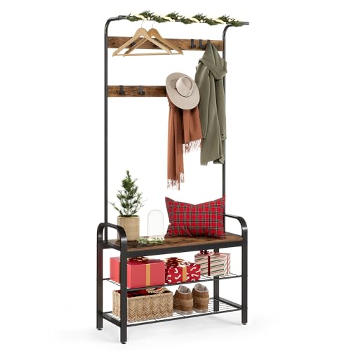 VASAGLE Kleiderständer, Garderobe, Eingangsmöbel, mit abnehmbaren Haken,...