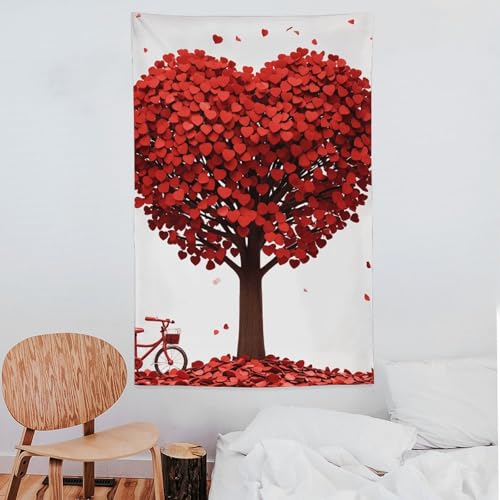 Grande tenture murale arbre d'amour décor chic et doux 152x228cm