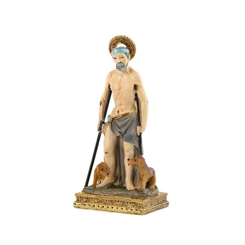 Figura San Lazaro Patron de los carniceros, sepultureros, mendigos y leprosos de Resina Pintado a Mano 5x3x11 cm