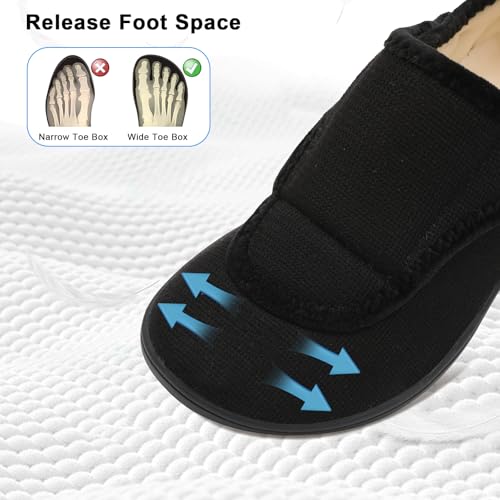 Mens Wide Slippers Comfy Diabetic Orthopedic Shoes Adjustable House Slippers Swollen Feet Walking Shoes4