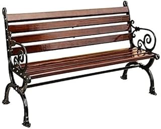 Banco de jardim ao ar livre, banco de pátio banco de parque ao ar livre, cadeira de parque ao ar livre durável, banco de jardim banco quadrado, banco traseiro de madeira maciça anticorrosiva de ferro