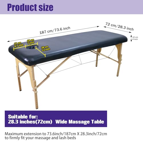 28 Inches Wide Vinyl Massage Table Cover with Face Hole | 100% PU Massage Table Cover Protector | Wipeable, Reusable & Waterproof Vinyl Cover for Square Massage Tables - Thumbnail 3