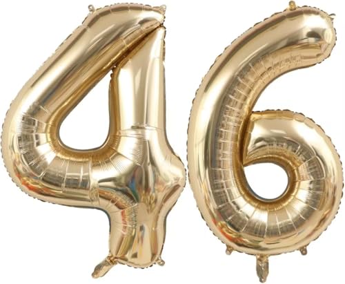 Image of Light Gold 64 46 Balloon Numbers, 40 Inch Large 64th 46th Birthday Balloons, Helium Mylar Foil Number 64 46 Balloons Champagne Gold Birthday Party Decorations Supplies for Men Women