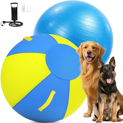 Image of 18 Inch Heavy Duty Herding Ball for Dogs with 3 Handles - Anti-Burst Agility Toy & Tear-Resistant 1000D Oxford Cover, Outdoor Agility Training & Tug Play for Corgis & French Bulldogs