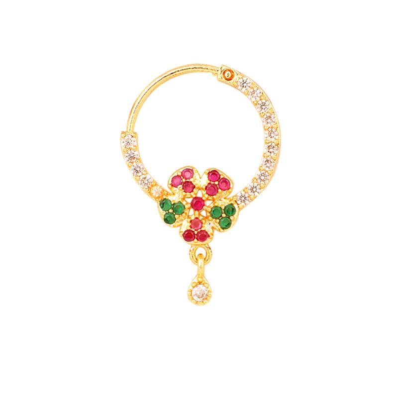 opal touch Women Nose pin/Nath Nose Ring Traditional Jewellery-CZ Enamel Nose Pin-picture-6
