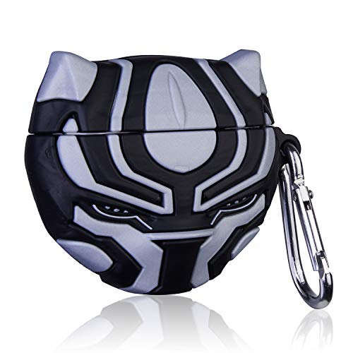 WowChic Case for Airpods Pro Cute Animal Cartoon Fashion Character Air pods Pro Cover Accessories Shockproof Kits Cool Fun Funny Soft Silicone Skin Cases Kids Teens for Airpod Pro Black Panther