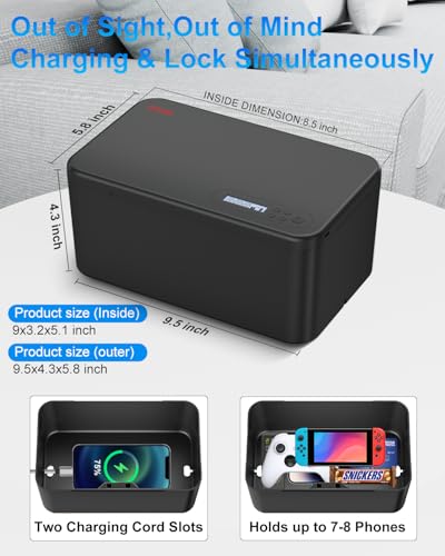 iDiskk Safe Timed Lock Box, Telefonschlossbox mit Timer, Trennen von Handys, Standard-Selbststeuerungs-Timer-Schlossbox für Suchtmanagement, Schwarz