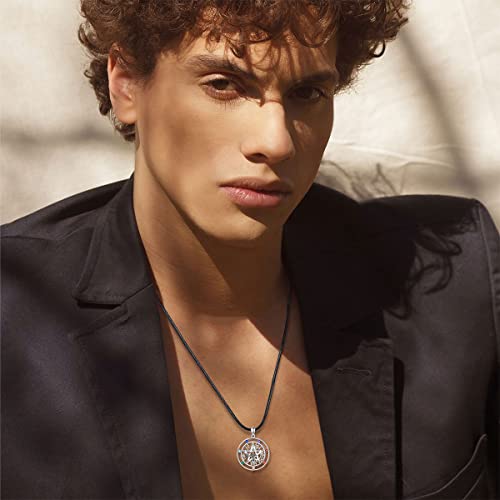 Vito Sterling Silver Pentagram Necklace For Women Men, Tetragrammaton Chakra Amulet Energy Star Pendant Vintage Yhwh Wiccan Jewelry For Wife Husband On Birthday Mother's Day, 24 Inch Cord #TOP5