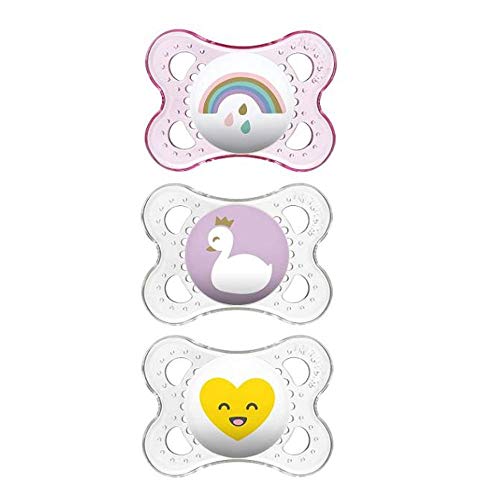 Image of MAM Clear 0-6 Month Pacifiers Value Pack (3 Pack), 0-6 Months Baby Girl Pacifiers, Best Pacifier for Breastfed Babies