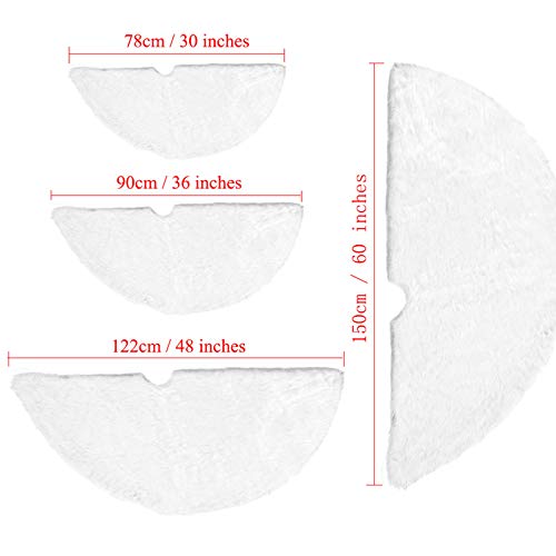 Deggod Snowy White Plush Christmas Tree Skirts, 48 Inches Luxury Plush Long Haired Faux Fur Xmas Tree Base Cover Mat For Xmas New Year Home Party Decorations (48 Inches, Pure White) #TOP6