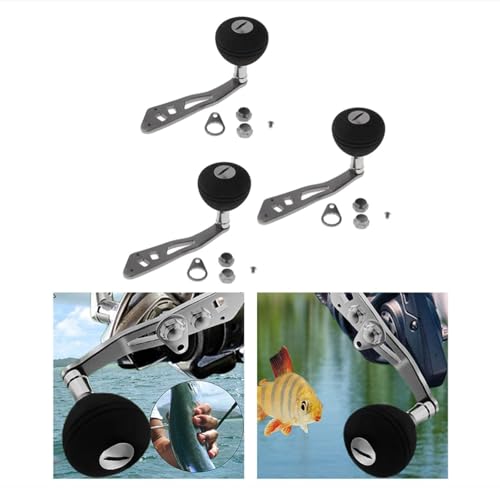 ccsxqy 3 Pack Baitcasting Reel Handle Replacement - Power Handle with Non-Slip EVA Knob, Ambidextrous T-Type Fishing Reel Crank for Most Baitcaster Reels