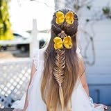 2pcs 4 In Yellow Hair Bow, Ribbon Hair Bow Clips Barrettes, For Children Kids Girls Women,Styling Accessory - Image 6