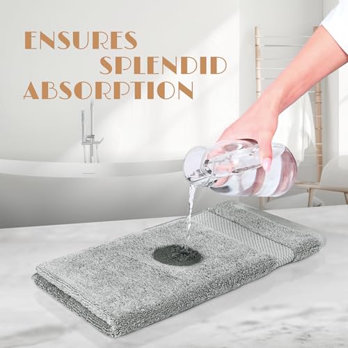 Image of White Classic Light Gray Hand Towels for Bathroom [12 Pack] Cotton Hand Towel Bulk for Gym, Kitchen and Spa, 16x27 Inches Soft Highly Absorbent Quick Dry Terry Salon Towels
