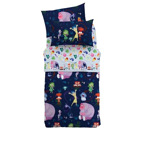 Completo Lenzuola Letto Disney Inside Out 2 in Cotone Singolo