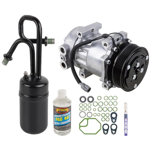 AC Compressor & A/C Kit For Jeep Wrangler TJ 1997 1998 - Includes Drier, Expansion Valve, PAG Oil & O-Ring Seals - BuyAutoParts 60-80174RK New