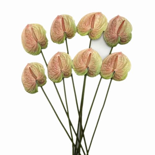 forestmistry 8pcs Artificial Anthurium Flowers Lifelike Flower 5.5 Head for Table Centerpieces Bridal Wedding Festival Christmas Hotel Home Floral Decor (champagn)