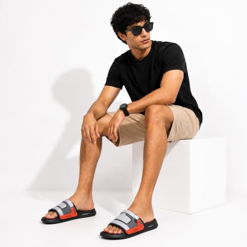 Image of CHUPPS Element Grey & Black Drift Orthopedic Slippers | Soft Footpharma Footbed | Breathable Ventilation Holes | Lightweight Flip Flops | Anti-Skid Chappals for Everyday For Mens
