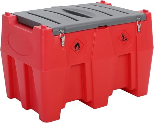 128 Gallon Portable Fuel Tank with 12V Self-Priming Pump, 10GPM High Flow Rate, 13.1ft Hose & Auto Shut-Off Nozzle – Heavy Duty Diesel & Gasoline Transfer Tank for Truck, Farm, Boat, Equipment Use - Red