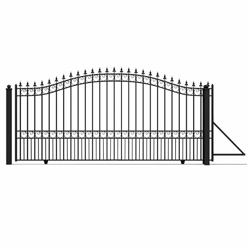 ALEKO 14x6 feet London Single Sliding Driveway Gate, Anti-Rust Galvanized Steel Security Fence Barrier - DG14LONSSL
