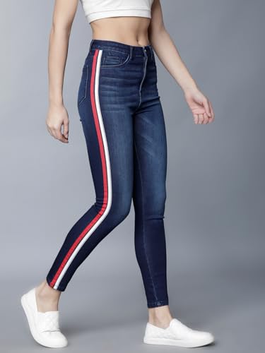 Image of Tokyo Talkies Women's Super Skinny Fit Cropped Jeans | Stretchable Mid-Rise Jeans Pant