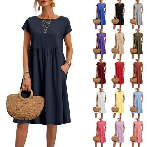 Image of Nuoke linen dress, ditsy floral dress, petite dresses for women wedding guest, cold shoulder dresses, summer dressing gowns for women uk, maternity romper