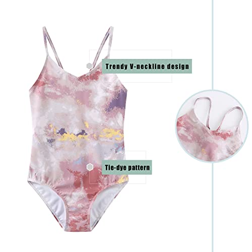 Image of Girls One Piece Swimsuits Hawaiian Floral Bathing Suit for Kids Adjustable Straps Swimwear 3-16 Years