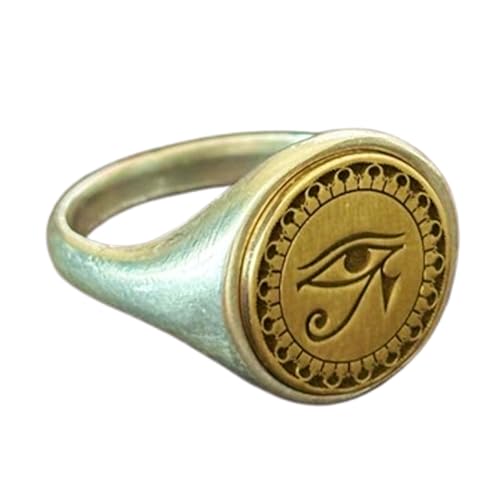 Offrir une bague Œil d'Horus en argent 925 et or | Chevalière ronde LKDR_0810