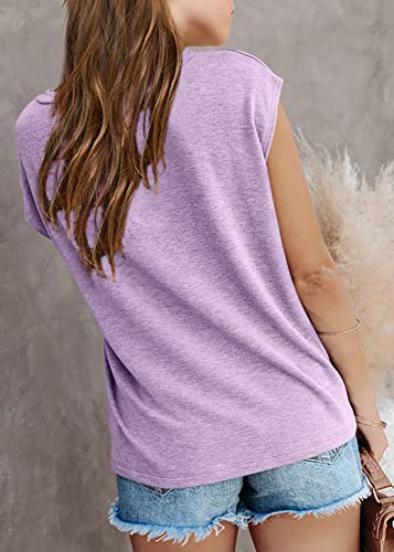 Image of Imily Bela Girls Cap Sleeve Summer Tops Casual Crewneck Loose Tshirts with Pocket