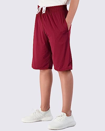 Real Essentials 5-Pack Boys' Dry-Fit Active Athletic Performance Basketball Shorts with Pockets2