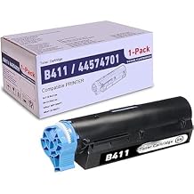 1-Pack Black B411 44574701 Toner Cartridge Compatible B411 44574701 Replacement for OKI B411d B411dn B431d B431dn MFP MB461 MB471 MB471W MB491 Printer