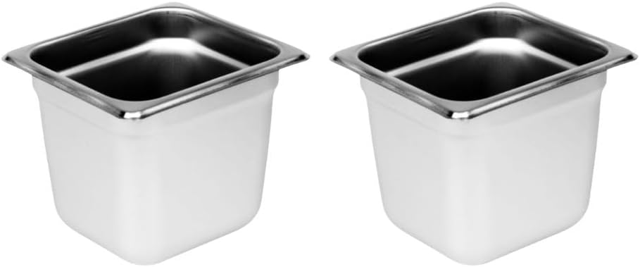 Soro Essentials- 1/6 Size 6" Deep Stainless Steel Anti-Jamming Steam Table Pan 24 Gauge Set of 2- Chafer Food Pan Stackable Anti-Jam Steam Pan for Hotel Restaurant Supplies Party Buffet Event