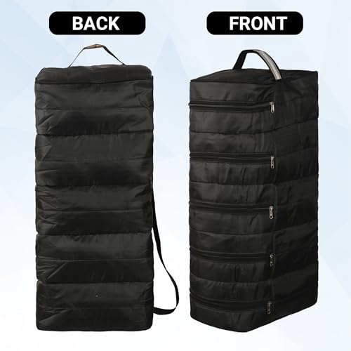 Image of Kuber Industries Parachute Shoe Bag for Travel with 3 Layers | Foldable Travelling Shoe Bag /Pouch /Cover for Storage Sneakers and Sandals | Black