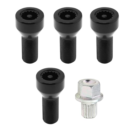 ePathChina Juego de 5 tuercas de rueda 36136786191 M14 x 1,25 mm para BMW Mini, I3 I8 M2 M4 F80 X2 X4 X6 con llave maestra, cerraduras antirrobo negras de perno de rueda