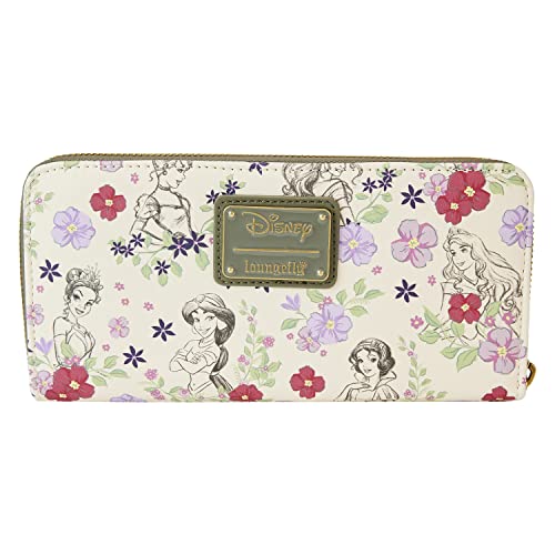 Loungefly Disney Princesses Sketch Floral All Over Print Faux Leather Wallet