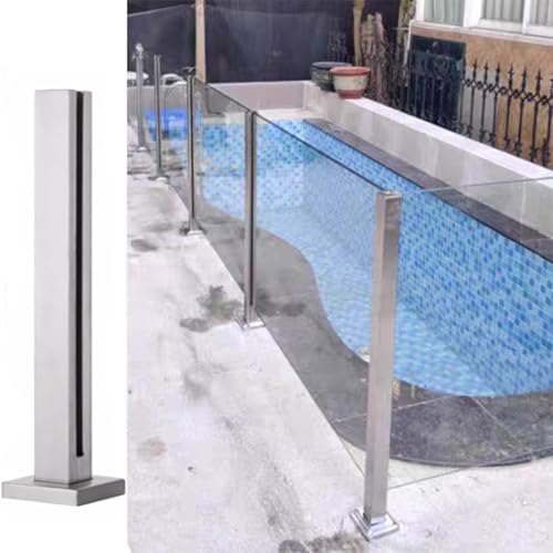 Poste de panel de vidrio de acero inoxidable junto a la piscina, pilar de barandilla resistente con ranuras para espiga para una columna de barandilla segura