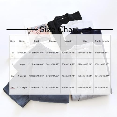 2 Piece Men's Japanese Kimono Pajamas Set, Cotton Loose Casual Loungewear Pjs Long Sleeve Shirts Tops and Pants3