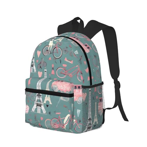 Sac à dos Tour Eiffel à poches multiples au design parisien noir