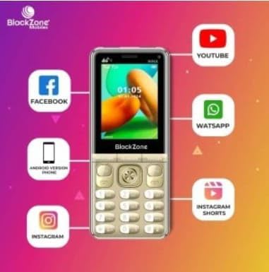 Image of BLACKZONE Winx 4G Plus 3GB RAM 16GB ROM Volte Keypad Mobile Phone with WiFi, Whatsapp, Instagram, YouTube, Play Store, 2.8-Inch Touch Display, All Android Features (1 Year Warranty) (Gold)