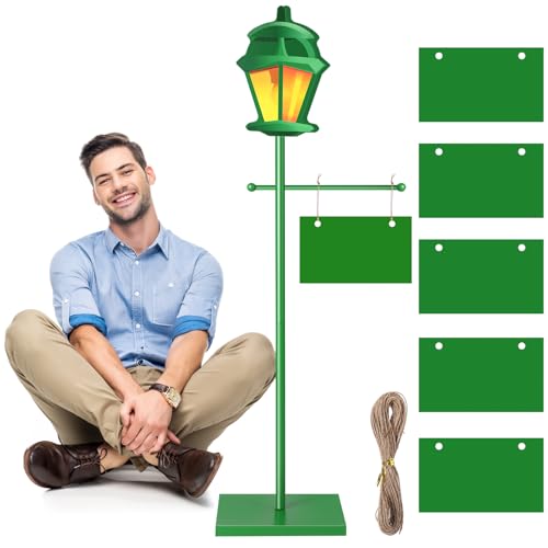 Novabright 3.3 ft Green Street Sign Lamp Post Large Wooden Lamp Post Centerpiece with Sign Card Street Party Supplies for Toy Decor Friend Birthday Party Decoration