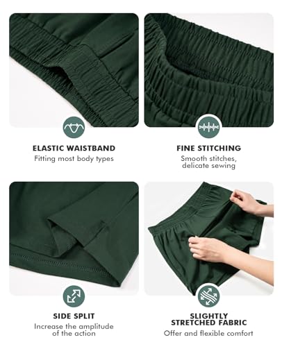 HEAVYWOOD Mens Pajamas Shorts 3 Inch Cotton Lightweight Lounge Active Workout Shorts Sleep Bottoms with Slight Stretchy (Dark Green, S)3