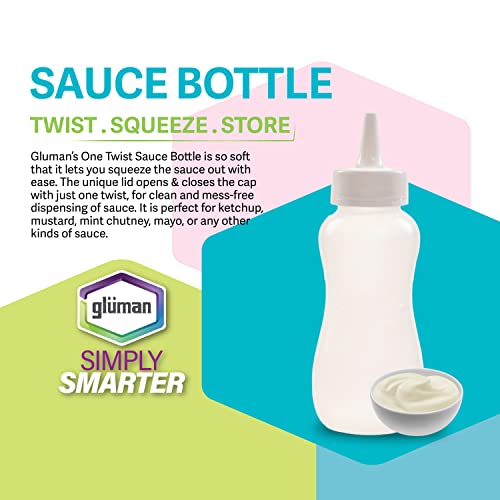 Image of Gluman Plastic Squeezy Sauce Bottle (Set Of 2) For Clean & Mess-Free Dispensing | 100% Food Grade | Dishwasher Safe | Freezer Safe | Ergonomically Designed | Reusable (White), 750 Milliliter - 750 Ml
