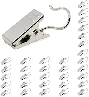 60 Pcs Stainless Steel Curtain Clips Metal Hanging Hooks Small Shower Curtain Hooks Hanger for Curtain Photos Bedroom Home Decoration Outdoor Party Wire Holder Art Craft Display