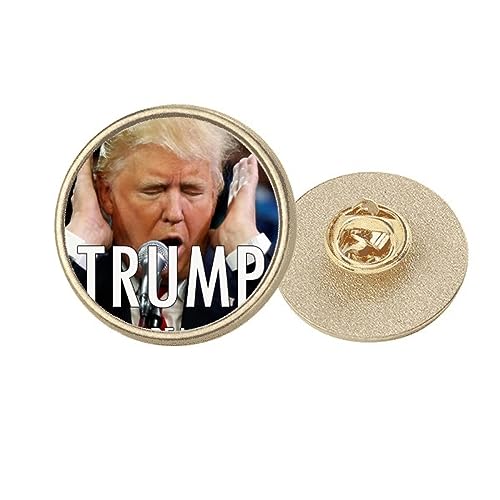 Broche ronde métal doré American Against Great badge mode veste M