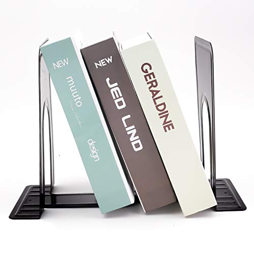 8 Pairs 16 Pieces 8.3 x 5.1 x 6.5 Inch Metal Bookends, KINJOEK Heavy Duty Book Support with Anti Slip Pads for Books, Magazines, DVDs, Perfect for Home, Office, School, Library, Black by KINJOEK - Image 6