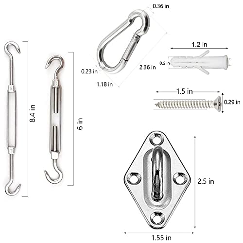 Kit de ferragens para toldo YOFIT de 15,24 cm para instalação de toldo triangular retangular com par