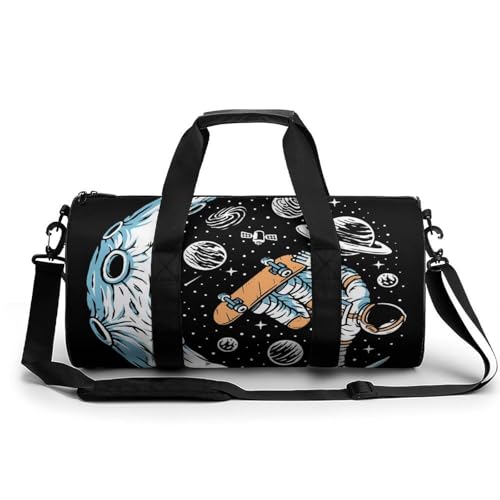 Sac de voyage 45x23x23cm cosmonaute skateboard pour gym et randonnée