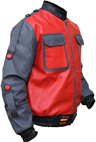 Men's Red and Grey Bomber Synthetic Leather Biker Jacket For Men, XXS-3XL image 5